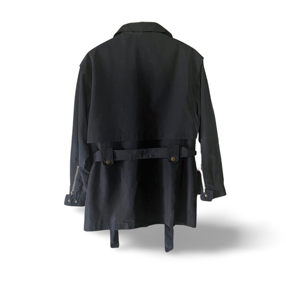 Vintage Black Nylon Short Trench Coat - Picture 5 of 8